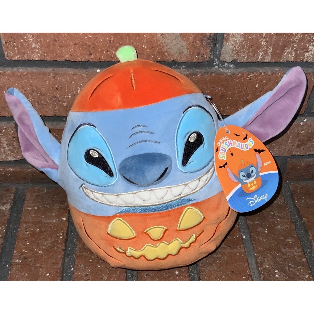 Disney Squishmallow Stitch Halloween Pumpkin Jack-O-Lantern Plush 8 Inch NWT